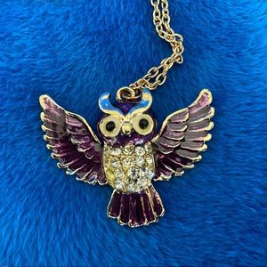 Enameled owl adjustable necklace